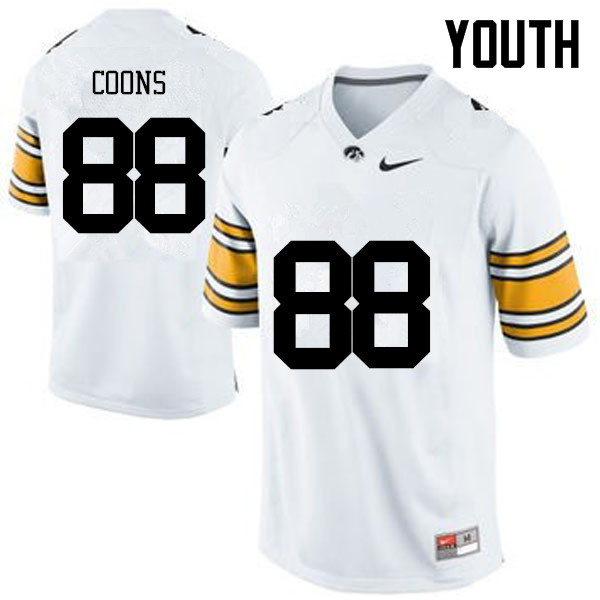 Youth Iowa Hawkeyes #88 Jacob Coons College Football Jerseys-White